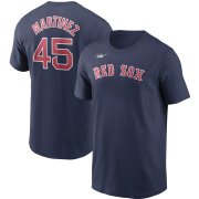 Wholesale Cheap Boston Red Sox #45 Pedro Martinez Nike Cooperstown Collection Name & Number T-Shirt Navy
