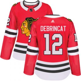 Wholesale Cheap Adidas Blackhawks #12 Alex DeBrincat Red Home Authentic Women\'s Stitched NHL Jersey