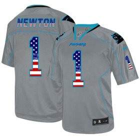 Wholesale Cheap Nike Panthers #1 Cam Newton Lights Out Grey Men\'s Stitched NFL Elite USA Flag Fashion Jersey