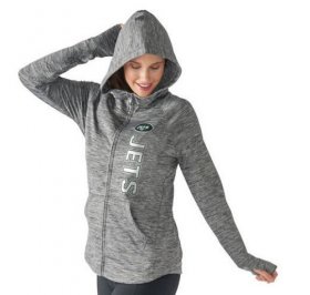 Wholesale Cheap Women\'s NFL New York Jets G-III 4Her by Carl Banks Recovery Full-Zip Hoodie Heathered Gray