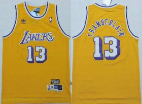 Wholesale Cheap Men\'s Los Angeles Lakers #13 Wilt Chamberlain 1996-97 Yellow Hardwood Classics Soul Swingman Throwback Jersey