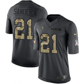 Wholesale Cheap Nike 49ers #21 Deion Sanders Black Men\'s Stitched NFL Limited 2016 Salute to Service Jersey