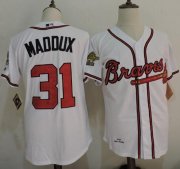 Wholesale Cheap Mitchell And Ness 1995 Braves #31 Greg Maddux White Throwback Stitched MLB Jersey