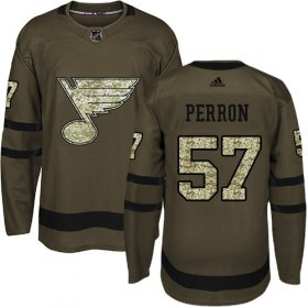 Wholesale Cheap Adidas Blues #57 David Perron Green Salute to Service Stitched Youth NHL Jersey