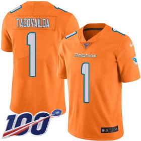 Wholesale Cheap Nike Dolphins #1 Tua Tagovailoa Orange Men\'s Stitched NFL Limited Rush 100th Season Jersey