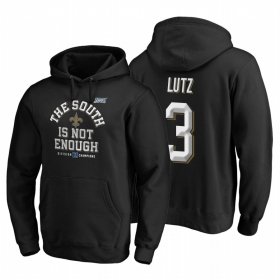 Wholesale Cheap New Orleans Saints #3 Wil Lutz 2019 NFC South Division Champions Black Cover Two Hoodie