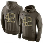 Wholesale Cheap NFL Men's Nike Oakland Raiders #42 Ronnie Lott Stitched Green Olive Salute To Service KO Performance Hoodie