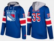Wholesale Cheap Rangers #35 Mike Richter Blue Name And Number Hoodie