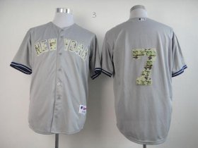 Wholesale Cheap Yankees #7 Mickey Mantle Grey USMC Cool Base Stitched MLB Jersey