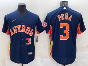 Wholesale Cheap Men's Houston Astros #3 Jeremy Pena Number Navy Blue With Patch Stitched MLB Cool Base Nike Jersey