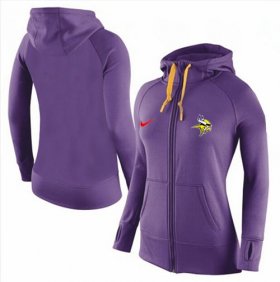 Wholesale Cheap Women\'s Nike Minnesota Vikings Full-Zip Performance Hoodie Purple_2
