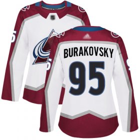 Wholesale Cheap Adidas Avalanche #95 Andre Burakovsky White Road Authentic Women\'s Stitched NHL Jersey