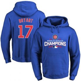 Wholesale Cheap Cubs #17 Kris Bryant Blue 2016 World Series Champions Pullover MLB Hoodie