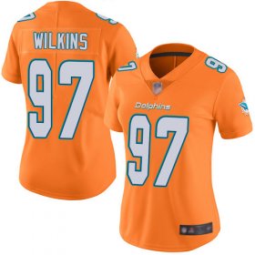 Wholesale Cheap Nike Dolphins #97 Christian Wilkins Orange Women\'s Stitched NFL Limited Rush Jersey