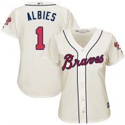 Wholesale Cheap Braves #1 Ozzie Albies Cream Alternate Women's Stitched MLB Jersey