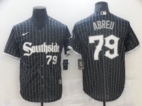 Wholesale Cheap Men\'s Chicago White Sox #79 Jose Abreu Black With Small Number 2021 City Connect Stitched MLB Cool Base Nike Jersey