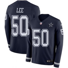 Wholesale Cheap Nike Cowboys #50 Sean Lee Navy Blue Team Color Men\'s Stitched NFL Limited Therma Long Sleeve Jersey