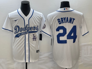 Wholesale Cheap Men's Los Angeles Dodgers #24 Kobe Bryant White With Patch Cool Base Stitched Baseball Jersey1