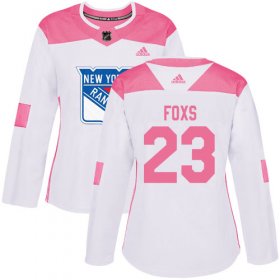 Wholesale Cheap Adidas Rangers #23 Adam Foxs White/Pink Authentic Fashion Women\'s Stitched NHL Jersey