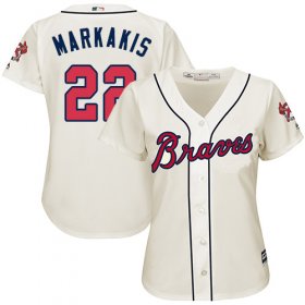 Wholesale Cheap Braves #22 Nick Markakis Cream Alternate Women\'s Stitched MLB Jersey