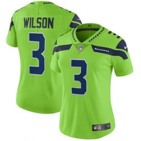 Wholesale Cheap Nike Seahawks #3 Russell Wilson Green Women\'s Stitched NFL Limited Rush Jersey