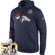 Wholesale Cheap Men's Denver Broncos Nike Navy Super Bowl 50 Practice Performance Pullover Hoodie