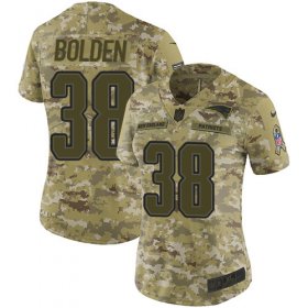 Wholesale Cheap Nike Patriots #38 Brandon Bolden Camo Women\'s Stitched NFL Limited 2018 Salute to Service Jersey