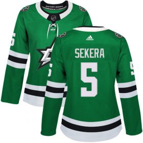 Cheap Adidas Stars #5 Andrej Sekera Green Home Authentic Women\'s Stitched NHL Jersey