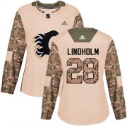 Wholesale Cheap Adidas Flames #28 Elias Lindholm Camo Authentic 2017 Veterans Day Women's Stitched NHL Jersey