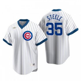 Cheap Men\'s Chicago Cubs #35 Justin Steele Nike White Pullover Cooperstown Jersey