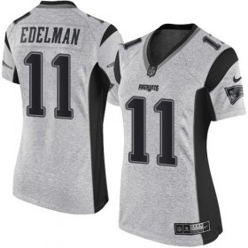 Wholesale Cheap Nike Patriots #11 Julian Edelman Gray Women\'s Stitched NFL Limited Gridiron Gray II Jersey
