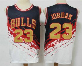 Wholesale Cheap Men\'s Chicago Bulls #23 Michael Jordan White With Black Independence Day 1997-98 Hardwood Classics Soul Swingman Throwback Jersey