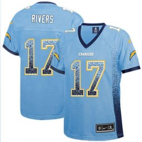 Wholesale Cheap Nike Chargers #17 Philip Rivers Electric Blue Alternate Women\'s Stitched NFL Elite Drift Fashion Jersey