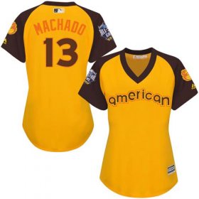 Wholesale Cheap Orioles #13 Manny Machado Gold 2016 All-Star American League Women\'s Stitched MLB Jersey