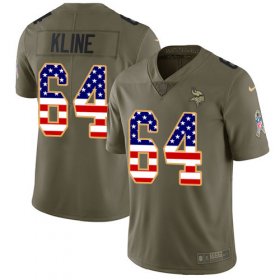 Wholesale Cheap Nike Vikings #64 Josh Kline Olive/USA Flag Men\'s Stitched NFL Limited 2017 Salute To Service Jersey