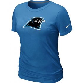 Wholesale Cheap Women\'s Nike Carolina Panthers Logo NFL T-Shirt Light Blue