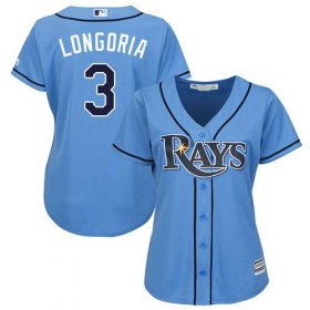 Wholesale Cheap Rays #3 Evan Longoria Light Blue Alternate Women\'s Stitched MLB Jersey