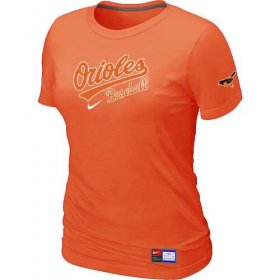 Wholesale Cheap Women\'s Baltimore Orioles Nike Short Sleeve Practice MLB T-Shirt Orange