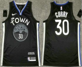 Wholesale Cheap Men\'s Golden State Warriors #30 Stephen Curry Black 2020 Nike Swingman Printed NBA Jersey