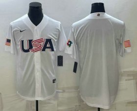 Cheap Men\'s USA Baseball 2023 White World Baseball Blank Classic Replica Stitched Jerseys