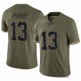 Wholesale Cheap Men\'s San Francisco 49ers #13 Brock Purdy 2022 Olive Salute To Service Limited Stitched Jersey