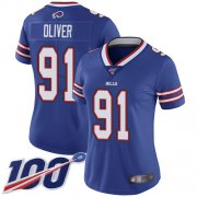 Wholesale Cheap Nike Bills #91 Ed Oliver Royal Blue Team Color Women's Stitched NFL 100th Season Vapor Limited Jersey
