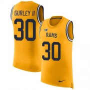 Wholesale Cheap Nike Rams #30 Todd Gurley II Gold Men's Stitched NFL Limited Rush Tank Top Jersey