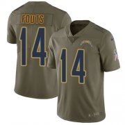 Wholesale Cheap Nike Chargers #14 Dan Fouts Olive Men's Stitched NFL Limited 2017 Salute to Service Jersey