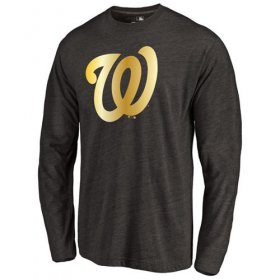 Wholesale Cheap Washington Nationals Gold Collection Long Sleeve Tri-Blend T-Shirt Black