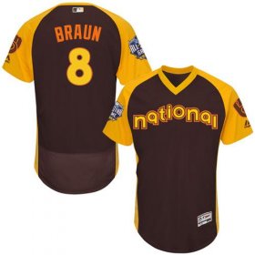 Wholesale Cheap Brewers #8 Ryan Braun Brown Flexbase Authentic Collection 2016 All-Star National League Stitched MLB Jersey