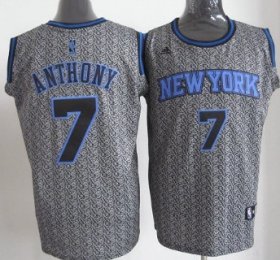 Wholesale Cheap New York Knicks #7 Carmelo Anthony Gray Static Fashion Jersey