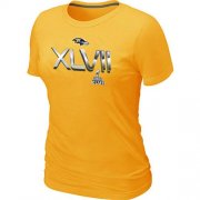 Wholesale Cheap Women's Baltimore Ravens 2012 Super Bowl XLVII On Our Way T-Shirt Yellow