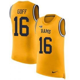 Wholesale Cheap Nike Rams #16 Jared Goff Gold Men\'s Stitched NFL Limited Rush Tank Top Jersey