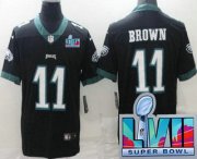 Cheap Youth Philadelphia Eagles #11 AJ Brown Limited Black Super Bowl LVII Vapor Jersey